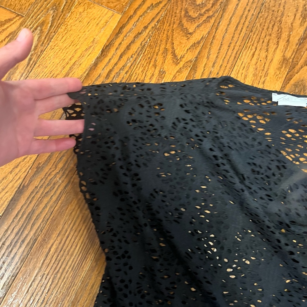 ZOE Black Raw Edge “Ripped” Distressed Rocker Tank - Picture 4 of 5